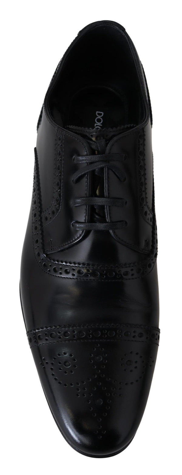 Dolce &amp; Gabbana Black Leather Miesten Derby Formal Loafers -kengät