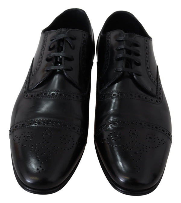 Dolce &amp; Gabbana Black Leather Miesten Derby Formal Loafers -kengät