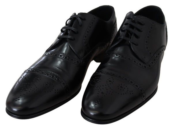 Dolce &amp; Gabbana Black Leather Miesten Derby Formal Loafers -kengät