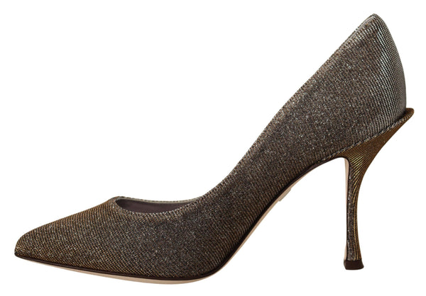 Dolce &amp; Gabbana Gold Silver Fabric Heels Pumps -kengät