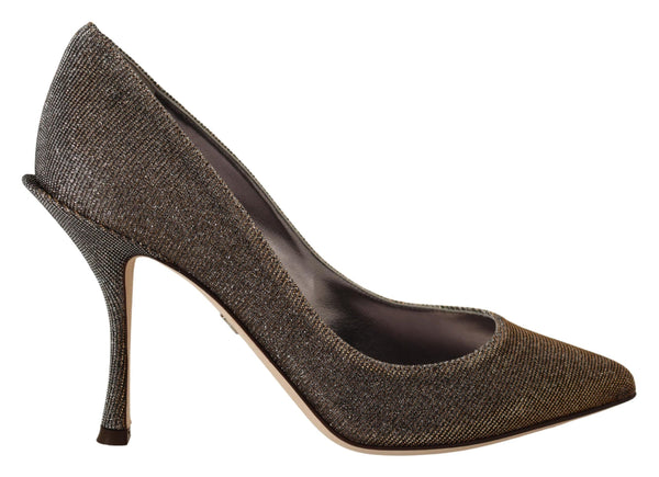 Dolce &amp; Gabbana Gold Silver Fabric Heels Pumps -kengät