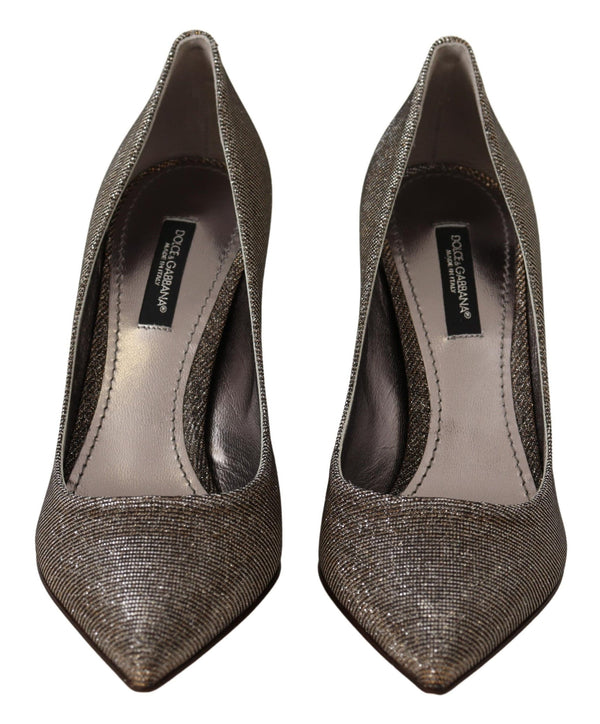 Dolce &amp; Gabbana Gold Silver Fabric Heels Pumps -kengät