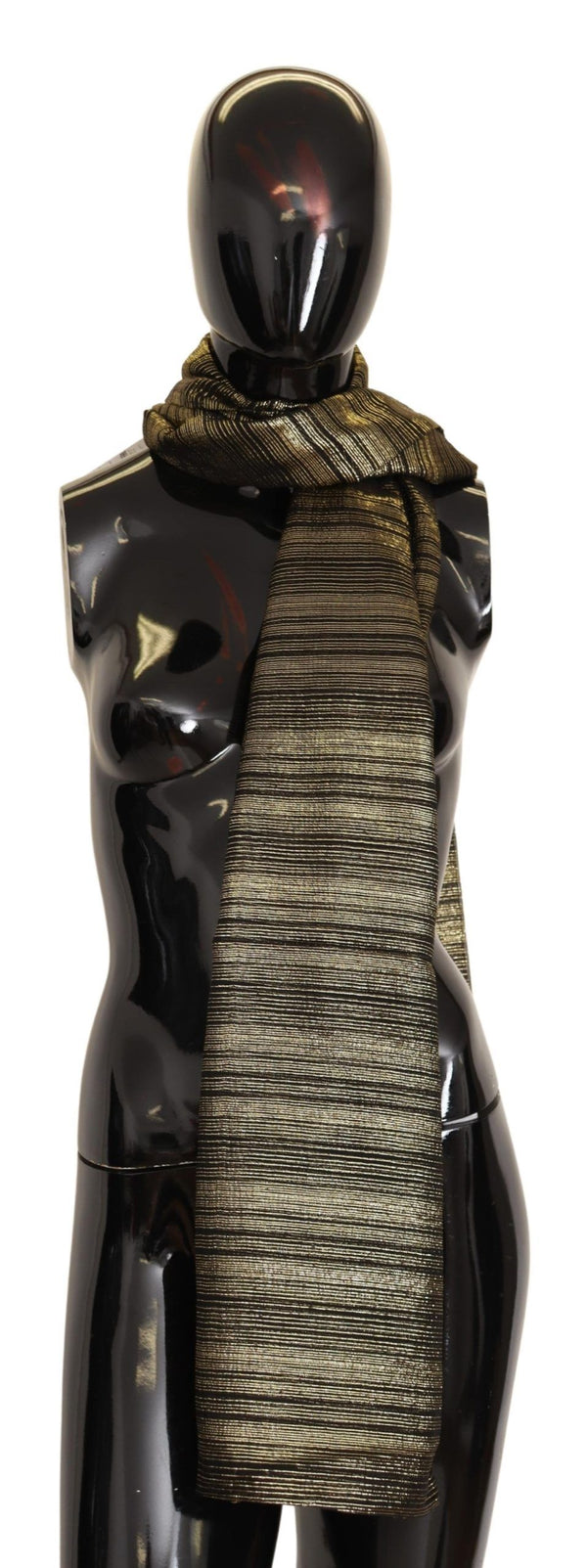 Dolce &amp; Gabbana Metallic Gold Silk Stretch Shawl Wrap huivi