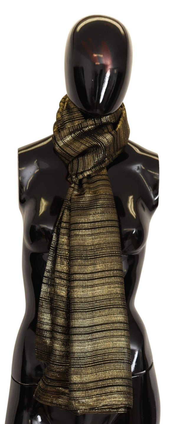 Dolce &amp; Gabbana Metallic Gold Silk Stretch Shawl Wrap huivi