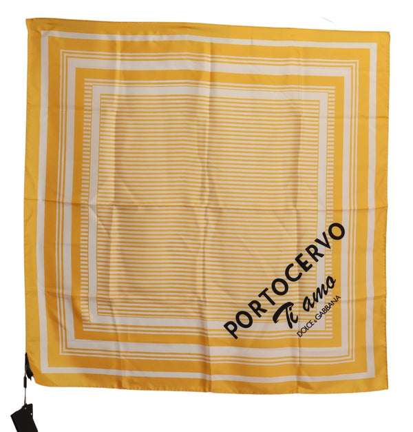 Dolce &amp; Gabbana keltainen raidallinen silkki neliön foulard-huivi