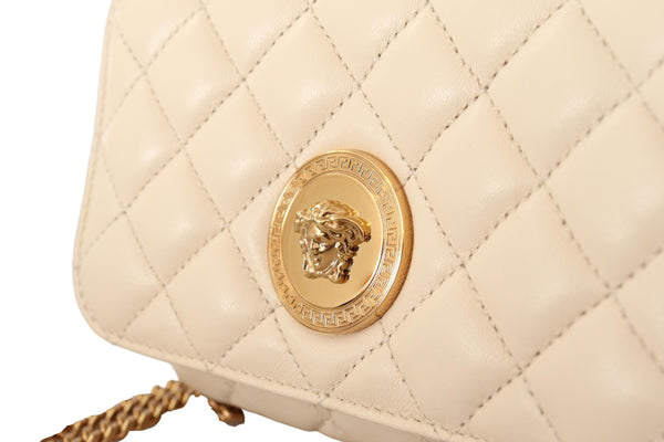 Versace Valkoinen Nappanahka Medusa Small Crossbody laukku