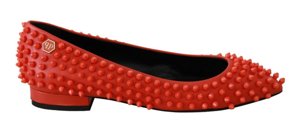 Philipp Plein Orange Leather Ballerina WHAT I DO Flats -kengät