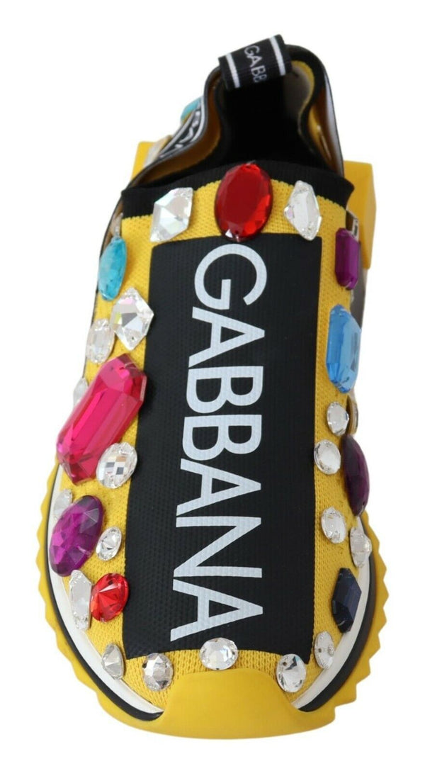 Dolce & Gabbana Embellished Yellow Sorrento Sneakers