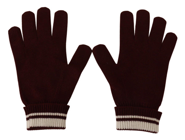 Dolce &amp; Gabbana Red White D&amp;G Logo Crown Cashmere Gloves