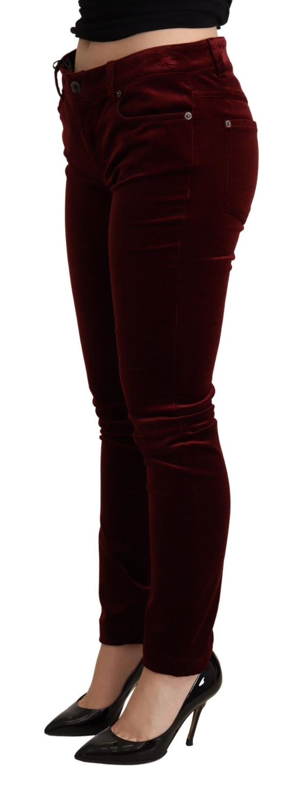 Dolce &amp; Gabbana Bordeaux Red Velvet Skinny Housut