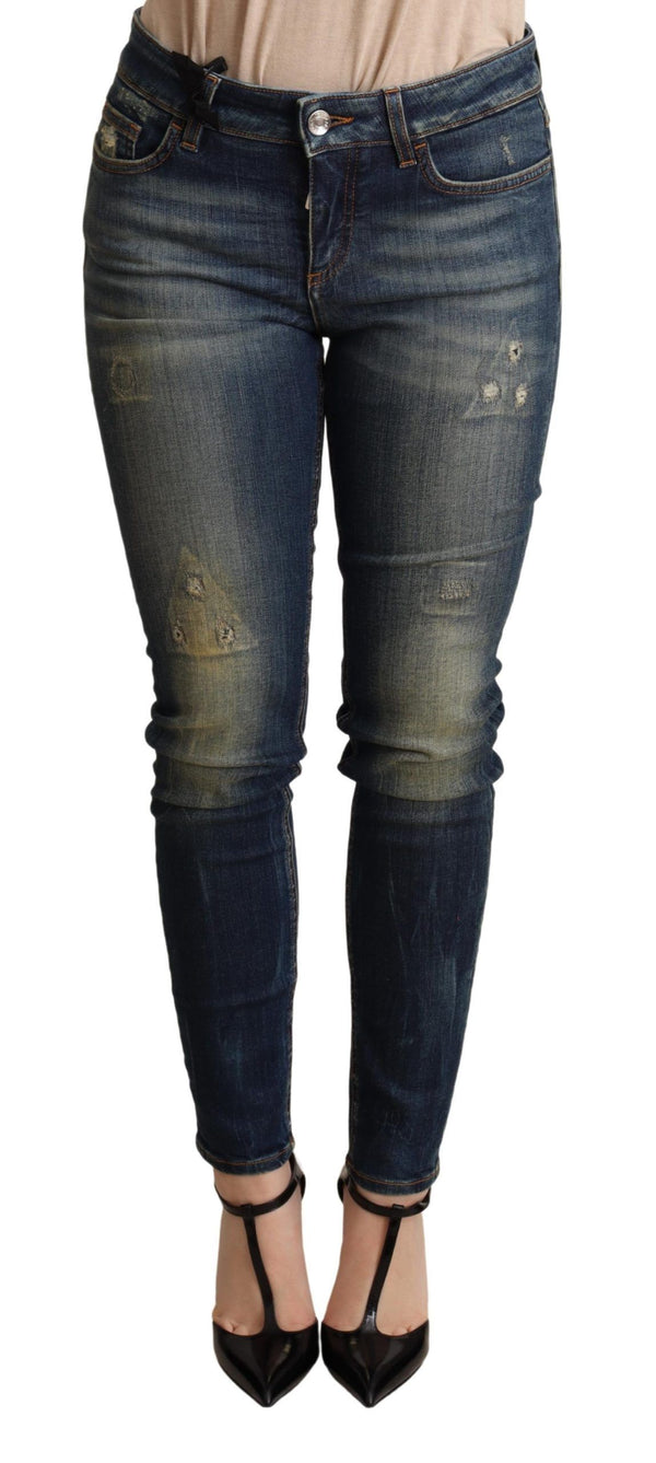 Dolce &amp; Gabbana Tummansiniset Skinny Denim Cotton Stretch Farkut