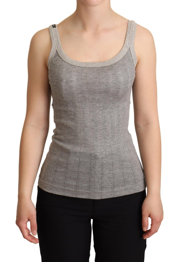 Dolce &amp; Gabbana Grey Cotton Modal Canotta Tank Top T-paita