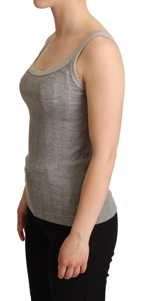 Dolce &amp; Gabbana Grey Cotton Modal Canotta Tank Top T-paita