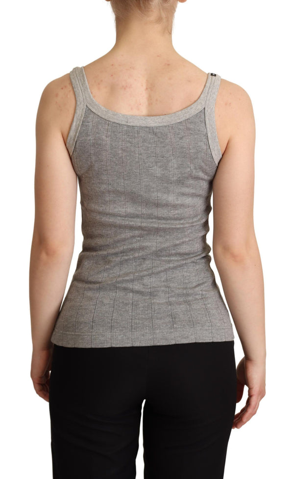 Dolce &amp; Gabbana Grey Cotton Modal Canotta Tank Top T-paita