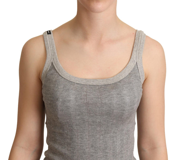 Dolce &amp; Gabbana Grey Cotton Modal Canotta Tank Top T-paita