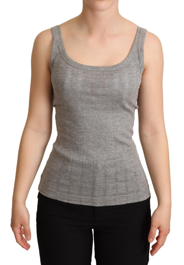 Dolce &amp; Gabbana Grey Cotton Modal Canotta Tank Top T-paita