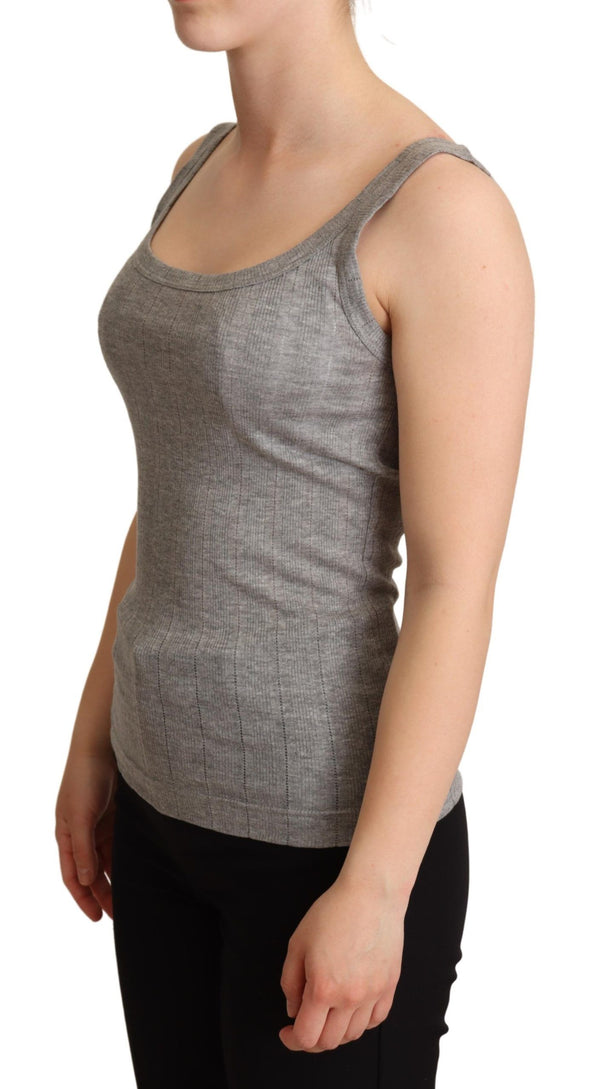 Dolce &amp; Gabbana Grey Cotton Modal Canotta Tank Top T-paita