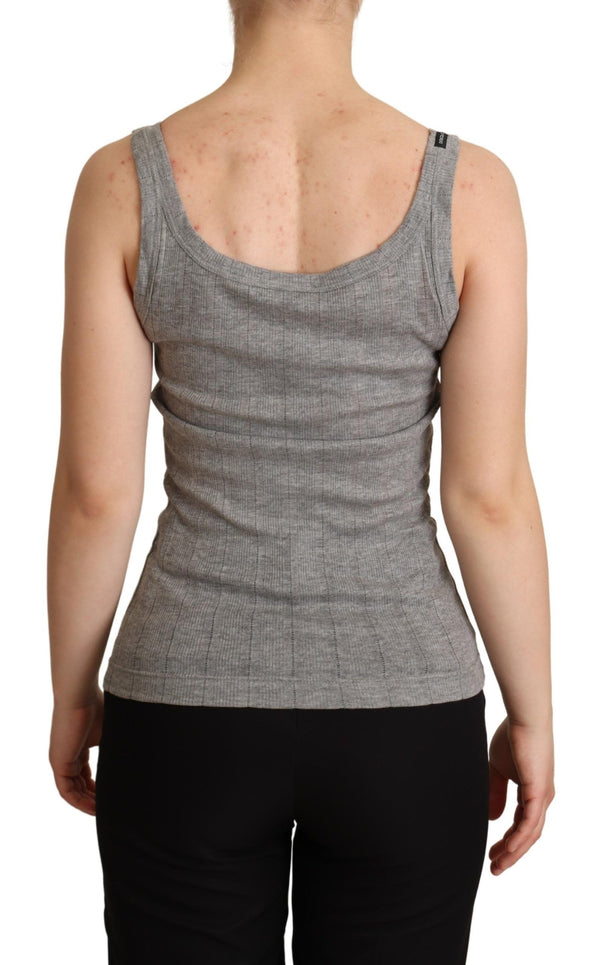 Dolce &amp; Gabbana Grey Cotton Modal Canotta Tank Top T-paita