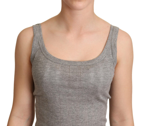 Dolce &amp; Gabbana Grey Cotton Modal Canotta Tank Top T-paita