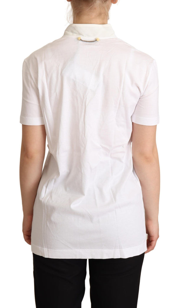 Dolce &amp; Gabbana White Cotton Silk I'm In Love Top T-paita