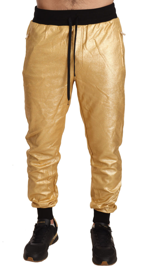 Dolce &amp; Gabbana Gold Pig Of The Year Cotton Trousers Pants