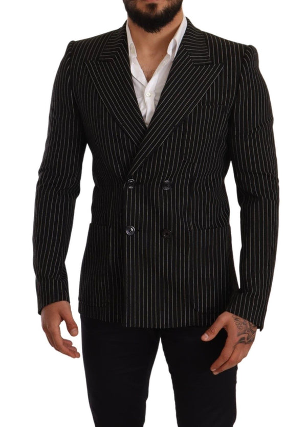 Dolce & Gabbana Elegant Striped Wool Blazer with Silk Lining