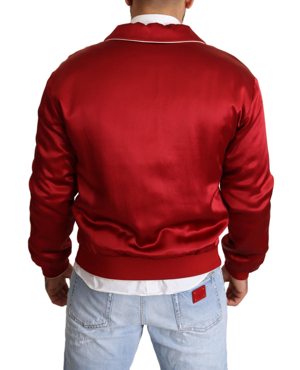 Dolce & Gabbana Sumptuous Silk Red Bomber Jacket