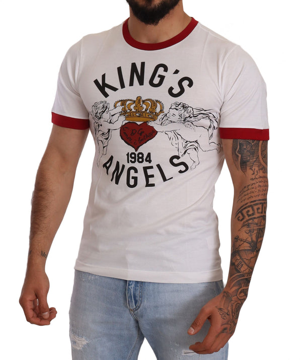 Dolce &amp; Gabbana White Kings Angels Print Cotton T-paita