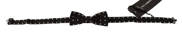 Dolce &amp; Gabbana Black White Polka Dot Silk säädettävä kaula-papillonrusetti