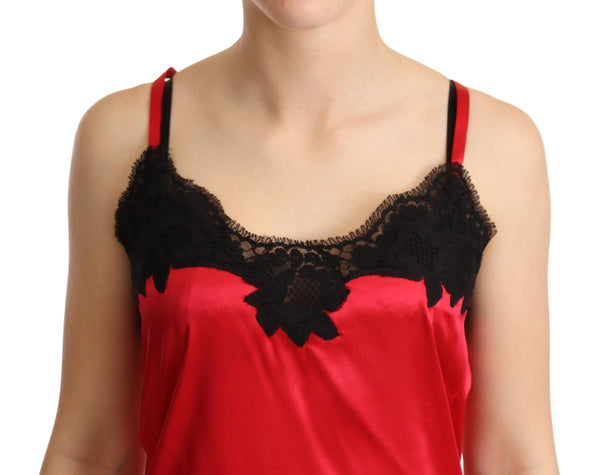 Dolce &amp; Gabbana punainen kukkainen pitsinen silkkisatiini Camisole toppi