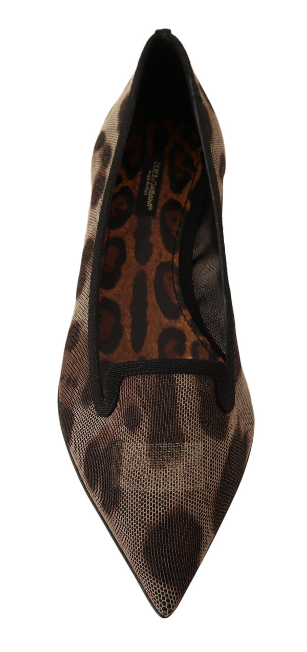 Dolce &amp; Gabbana Brown Leopard Ballerina Flat Loafers -kengät