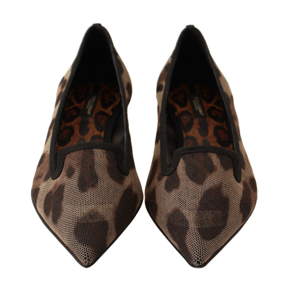 Dolce &amp; Gabbana Brown Leopard Ballerina Flat Loafers -kengät