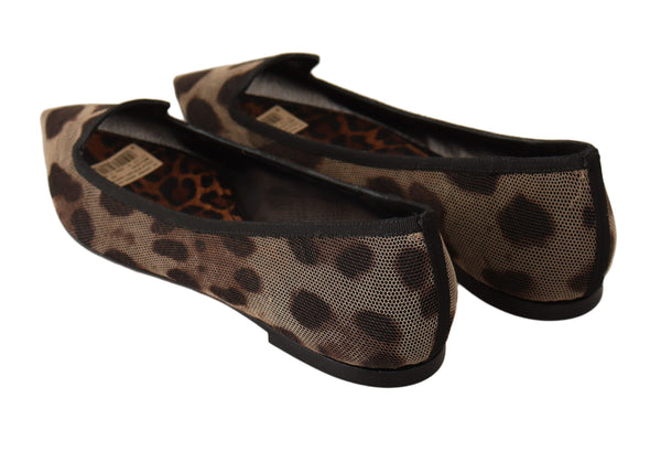 Dolce &amp; Gabbana Brown Leopard Ballerina Flat Loafers -kengät