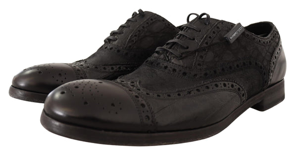 Dolce &amp; Gabbana mustat nahkaiset Brogue Wing Tip Miesten juhlakengät