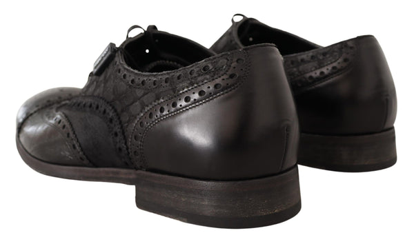 Dolce &amp; Gabbana mustat nahkaiset Brogue Wing Tip Miesten juhlakengät