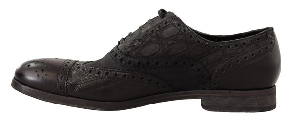 Dolce &amp; Gabbana mustat nahkaiset Brogue Wing Tip Miesten juhlakengät