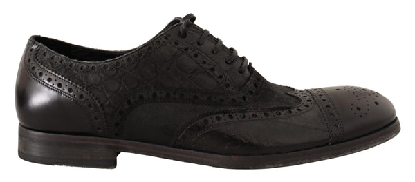 Dolce &amp; Gabbana mustat nahkaiset Brogue Wing Tip Miesten juhlakengät