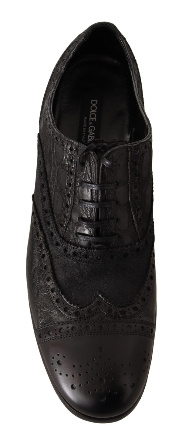 Dolce &amp; Gabbana mustat nahkaiset Brogue Wing Tip Miesten juhlakengät