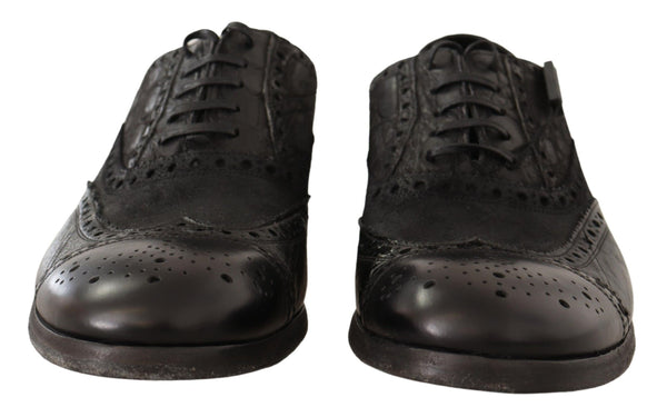 Dolce &amp; Gabbana mustat nahkaiset Brogue Wing Tip Miesten juhlakengät