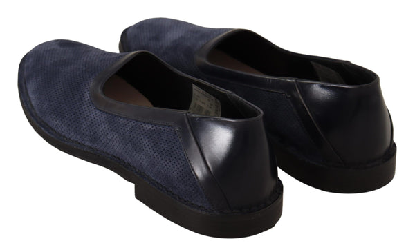 Dolce &amp; Gabbana Blue Leather Slip On Loafers -kengät