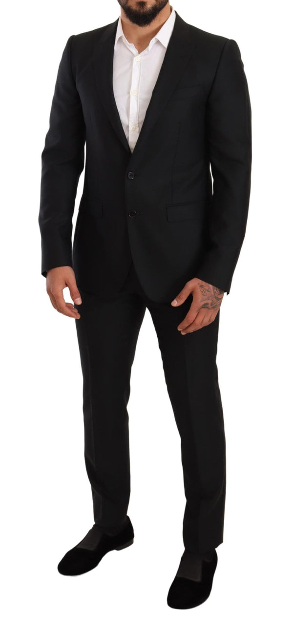 Dolce &amp; Gabbana Black Wool Slim 2-osainen setti MARTINI Suit