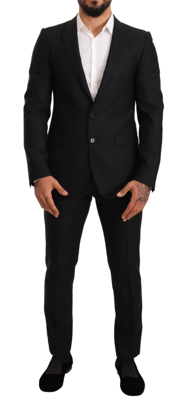 Dolce &amp; Gabbana Black Wool Slim 2-osainen setti MARTINI Suit