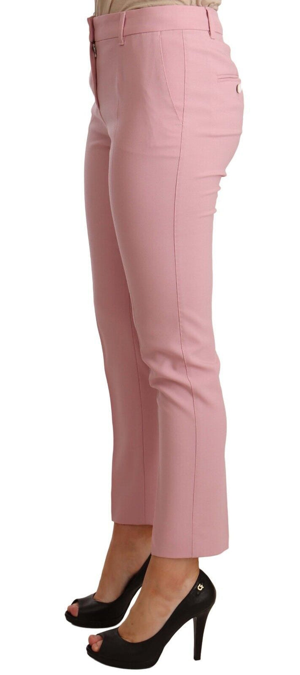 Dolce &amp; Gabbana Pink Wool Stretch korkeavyötäröiset housut