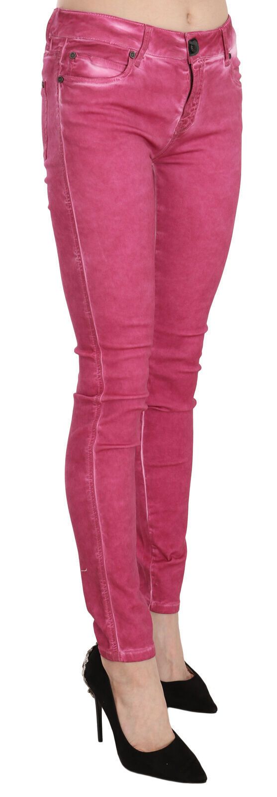 Dolce &amp; Gabbana Pink Velvet Mid Waist Skinny Housuhousut