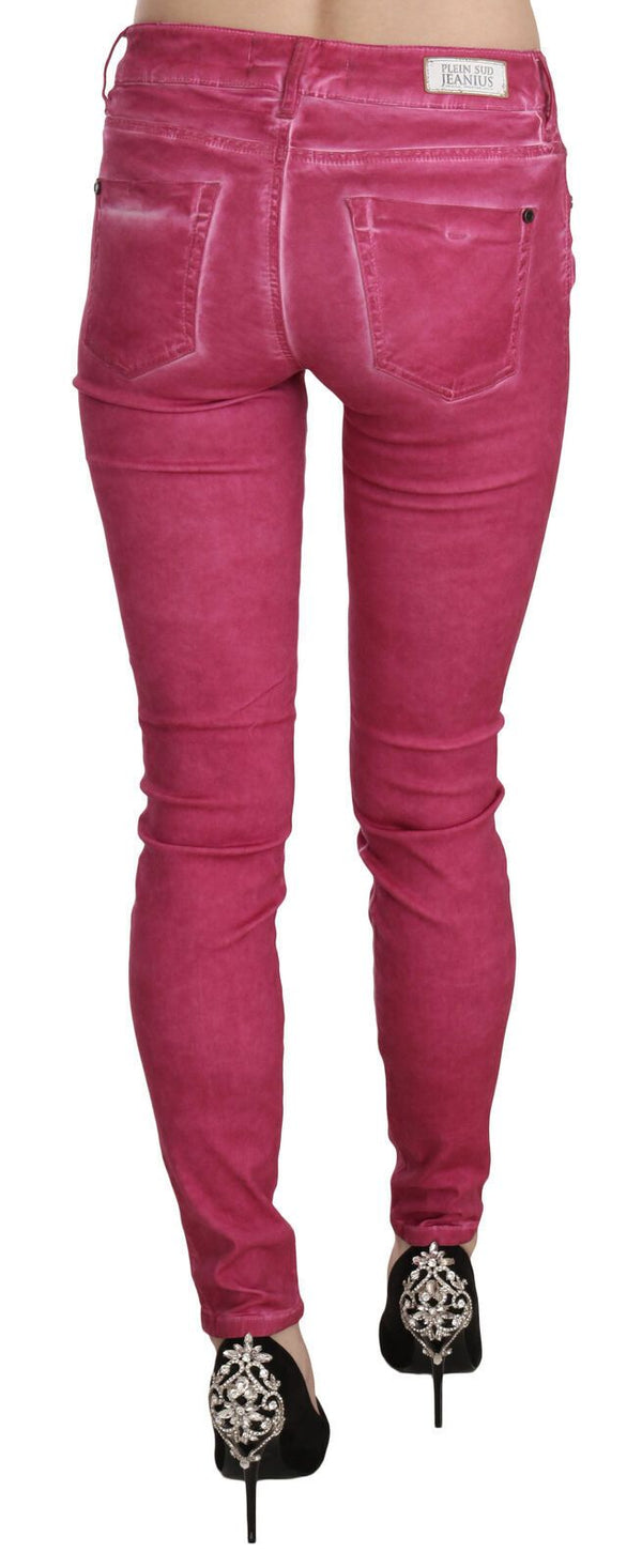 Dolce &amp; Gabbana Pink Velvet Mid Waist Skinny Housuhousut