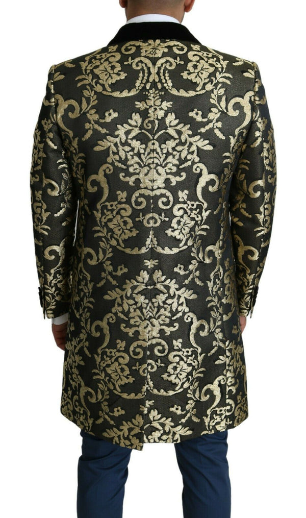 Dolce &amp; Gabbana Black Gold Jacquard pitkä takki SICILIA takki