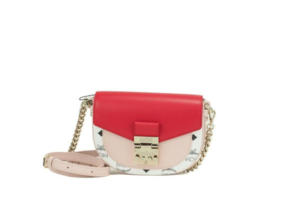 MCM Patricia Mini Firefly Red Visetos Nahka Crossbody Belt Käsilaukku Laukku Kukkaro