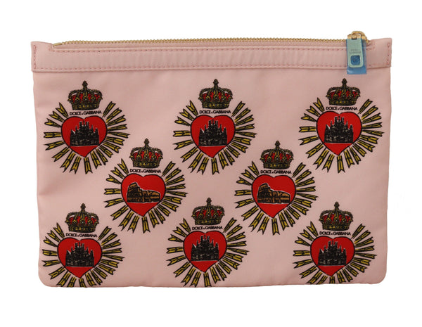 Dolce &amp; Gabbana Clutch Pink D&amp;G Logo Devotion Heart Nylon Pussilompakko