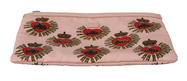 Dolce &amp; Gabbana Clutch Pink D&amp;G Logo Devotion Heart Nylon Pussilompakko