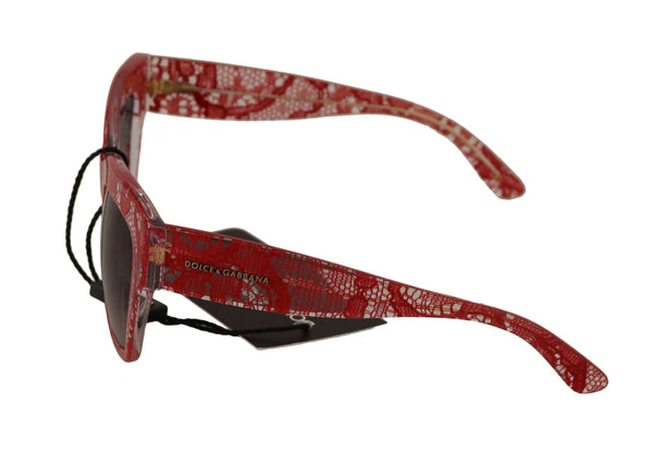 Dolce &amp; Gabbana Red Lace Acetate -suorakulmio-aurinkolasit